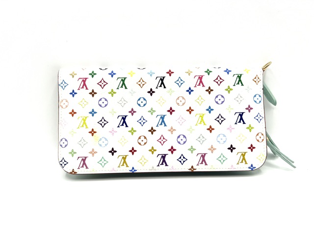 Billetera Louis Vuitton doble grande Murakami Blanco Monogram multicolor