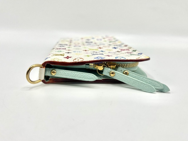Billetera Louis Vuitton doble grande Murakami Blanco Monogram multicolor