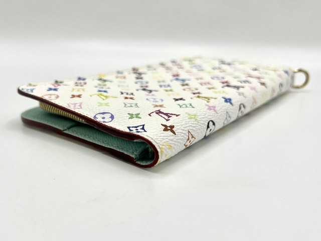 Billetera Louis Vuitton doble grande Murakami Blanco Monogram multicolor
