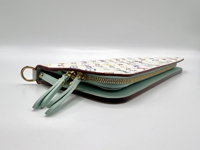 Billetera Louis Vuitton doble grande Murakami Blanco Monogram multicolor