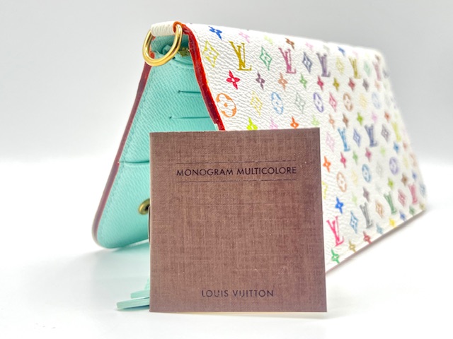 Billetera Louis Vuitton doble grande Murakami Blanco Monogram multicolor