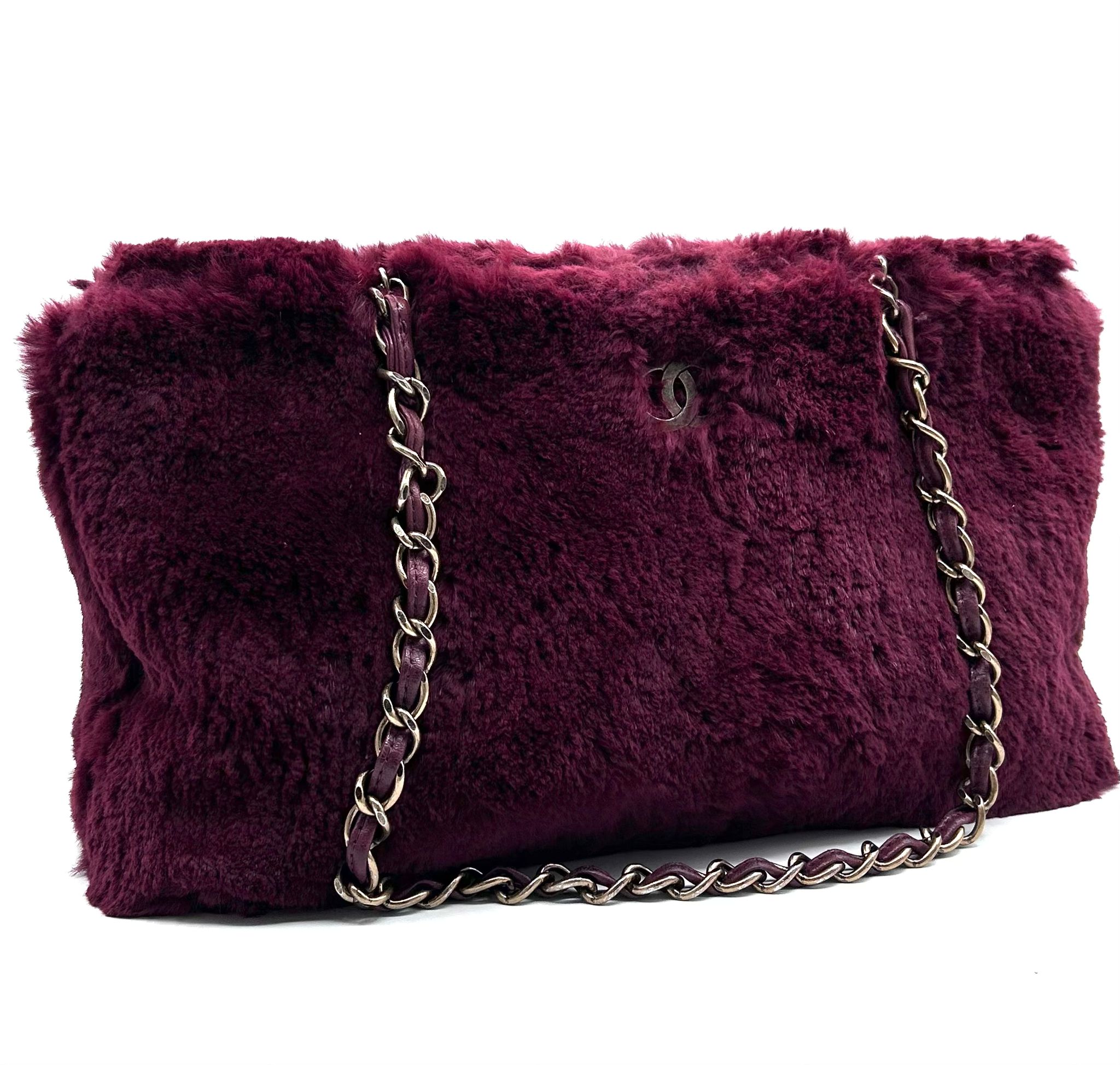 Bolso Chanel de Pelo Exótico Burdeos