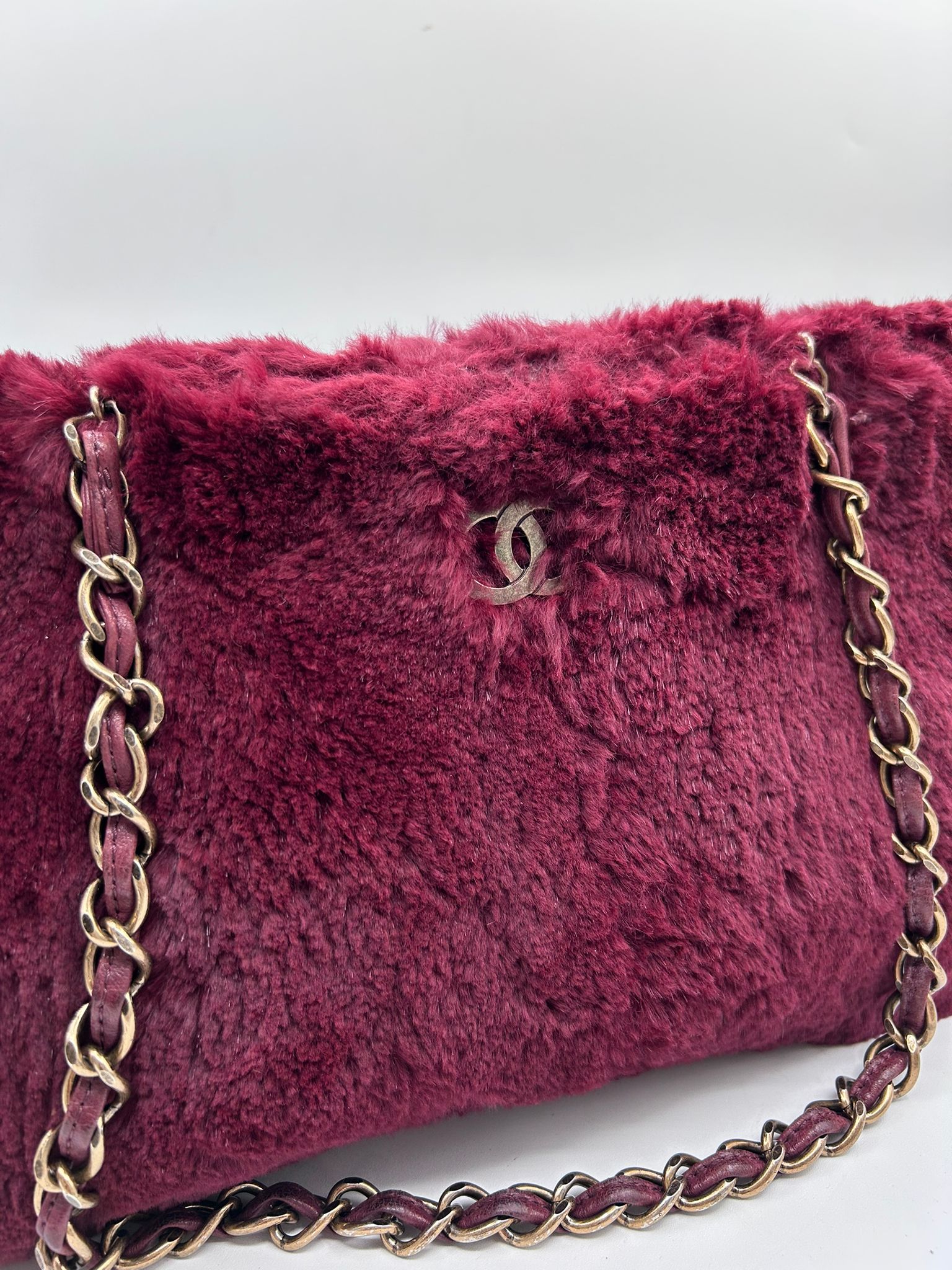 Bolso Chanel de Pelo Exótico Burdeos