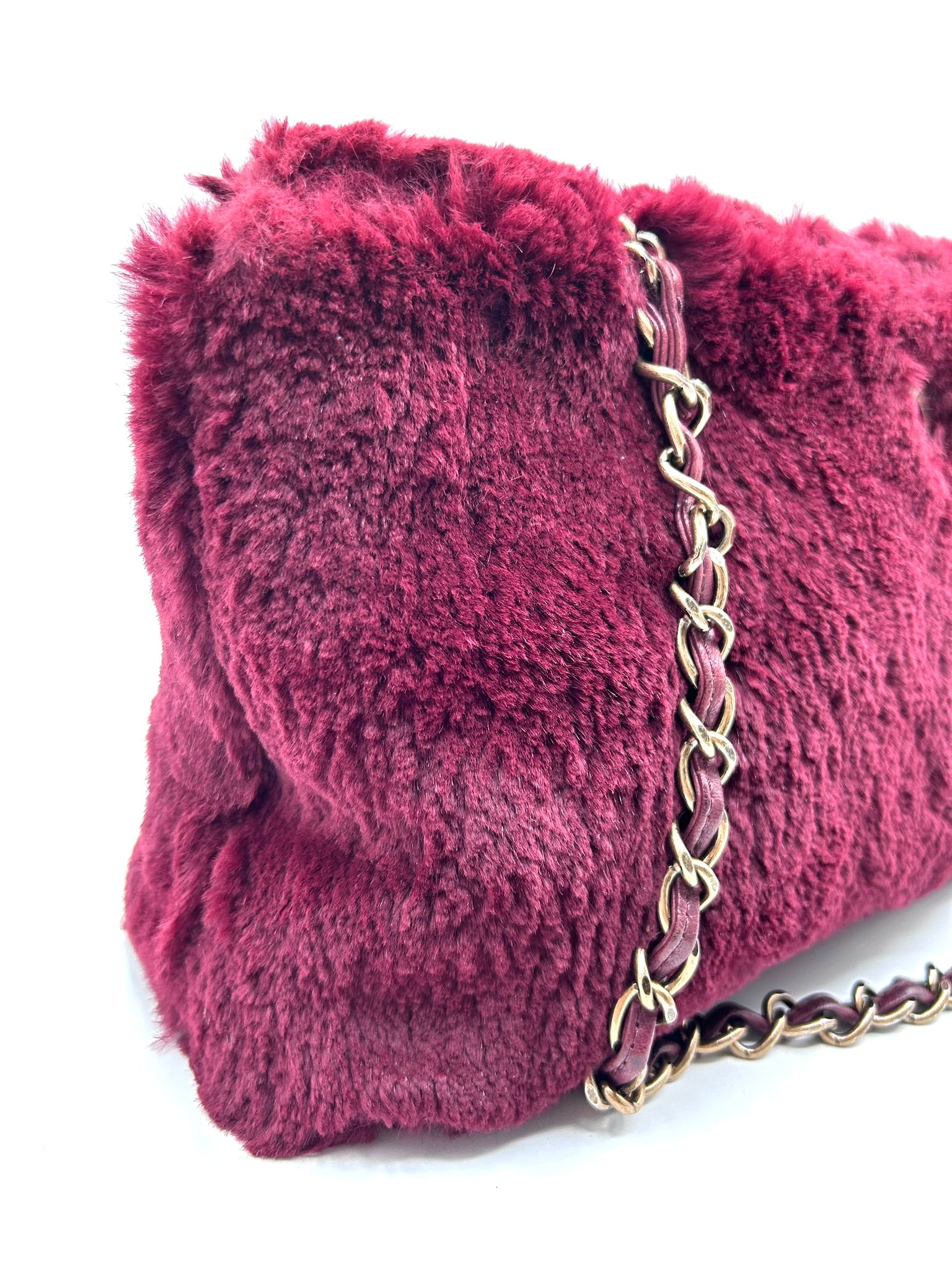 Bolso Chanel de Pelo Exótico Burdeos
