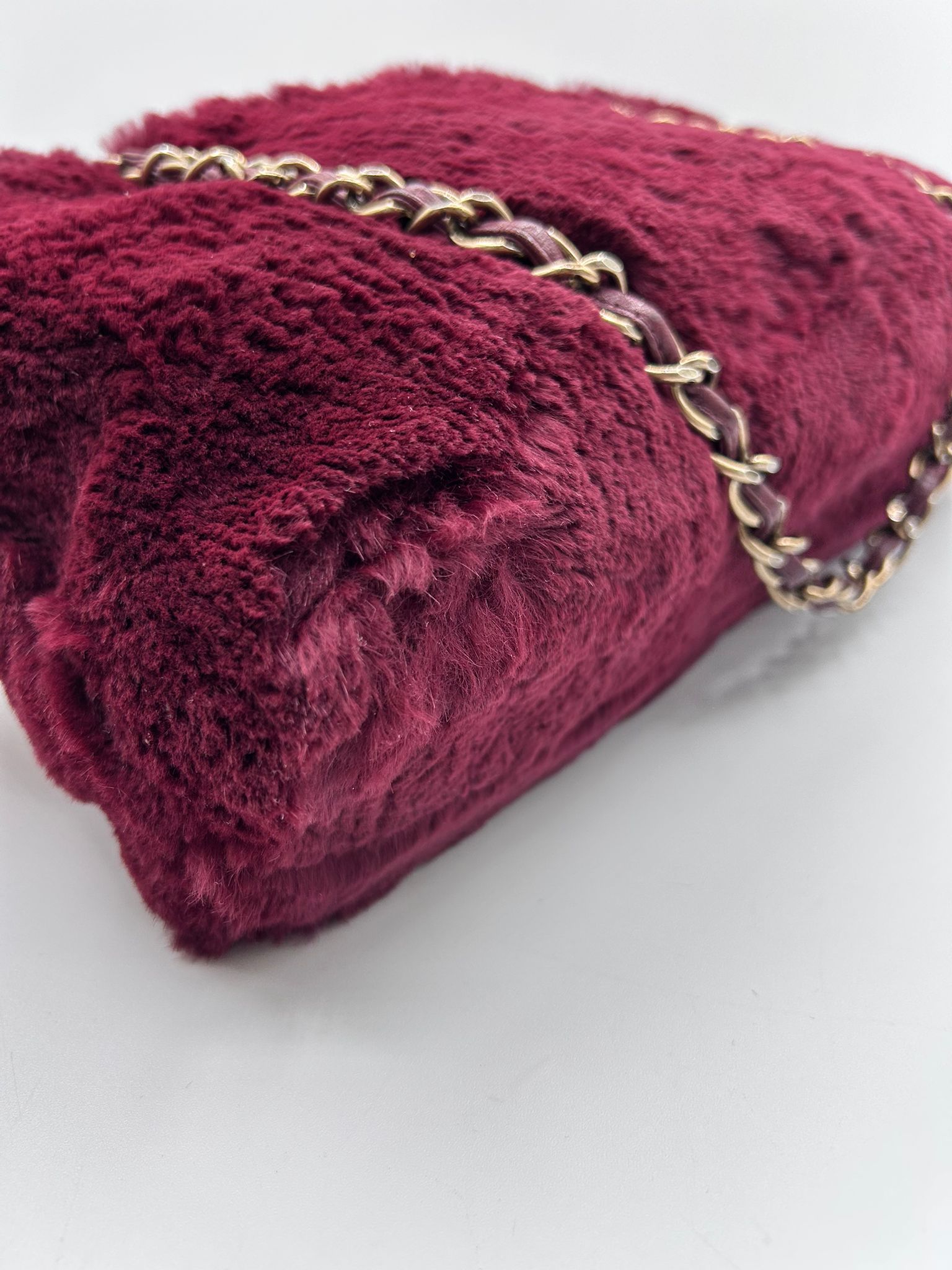 Bolso Chanel de Pelo Exótico Burdeos