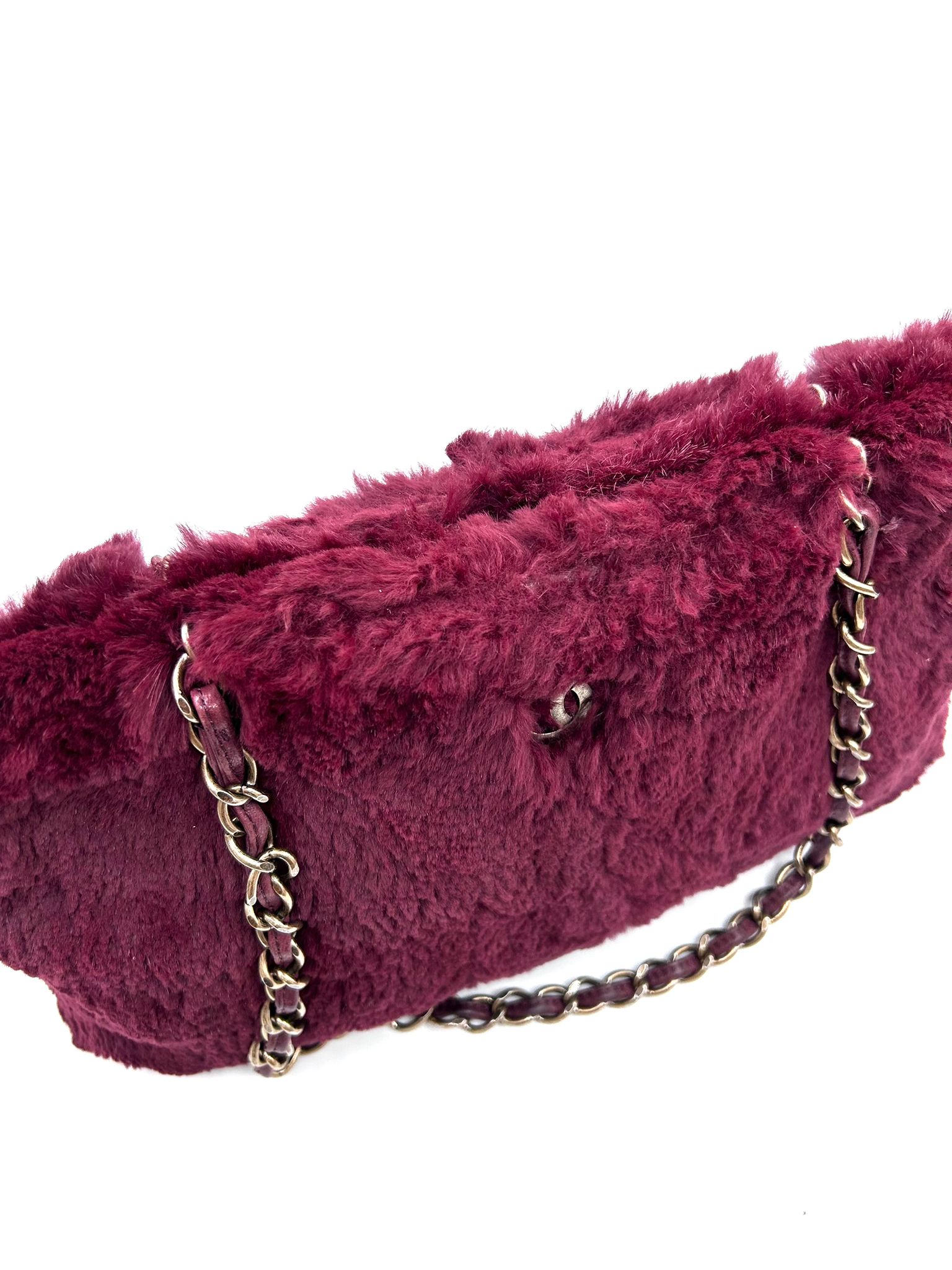 Bolso Chanel de Pelo Exótico Burdeos