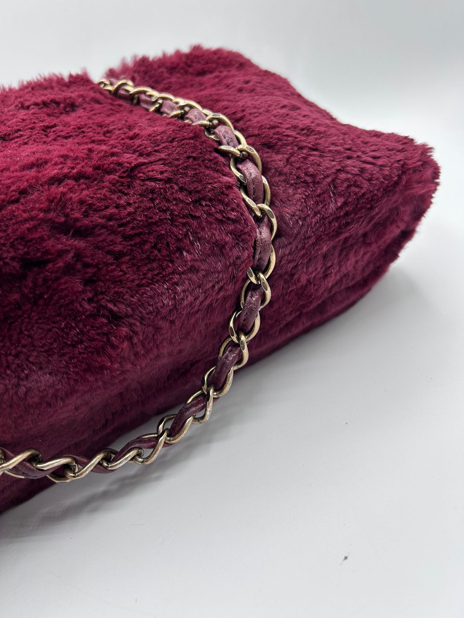 Bolso Chanel de Pelo Exótico Burdeos