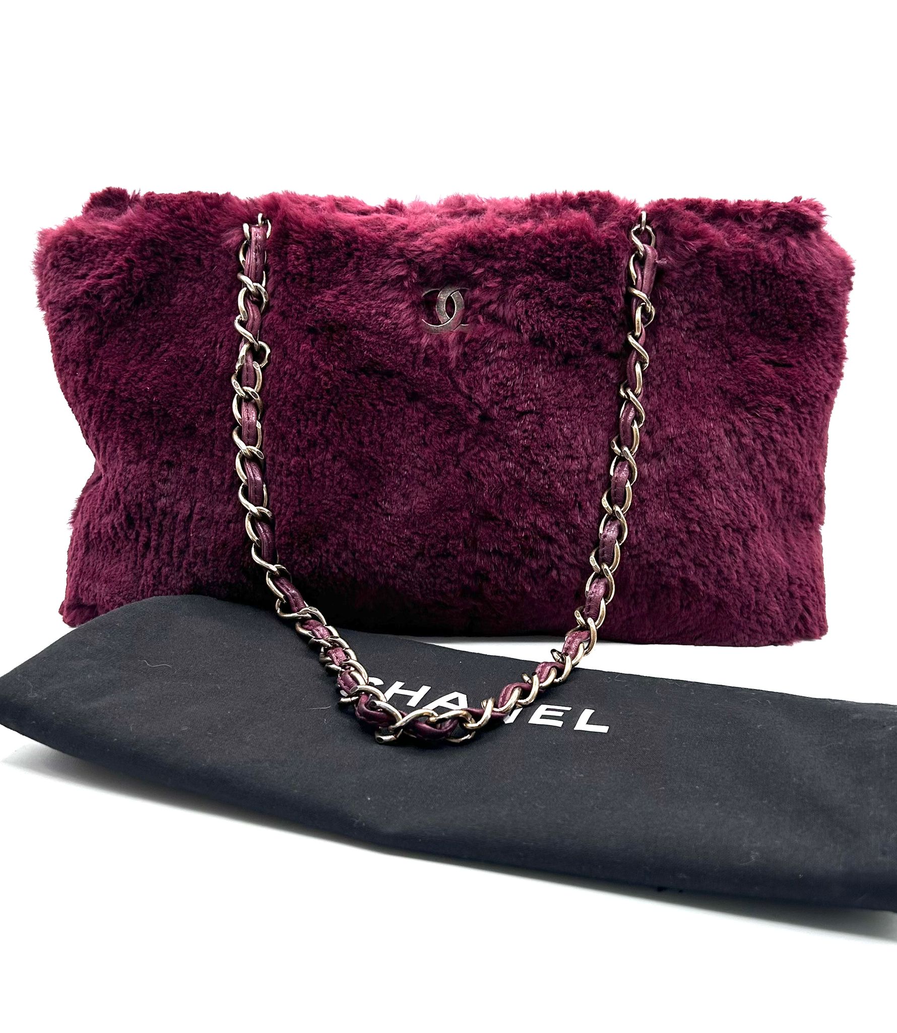 Bolso Chanel de Pelo Exótico Burdeos