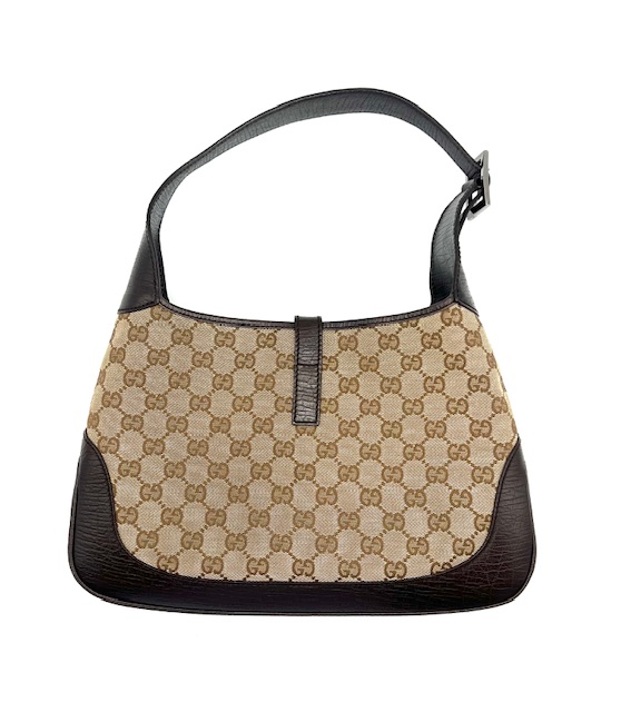 Bolso Jackie Vintage en tela y cuero beige/cafe