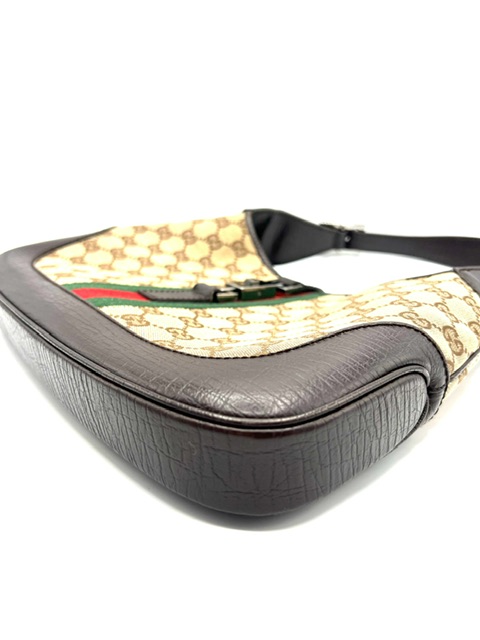 Bolso Jackie Vintage en tela y cuero beige/cafe