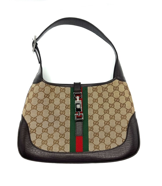 Bolso Jackie Vintage en tela y cuero beige/cafe