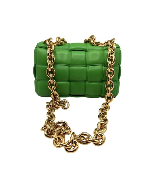 Bottega Veneta Cassette Chain Bag en cuero verde