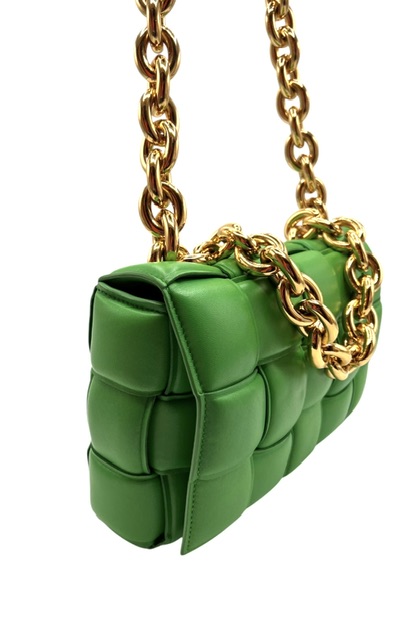 Bottega Veneta Cassette Chain Bag en cuero verde