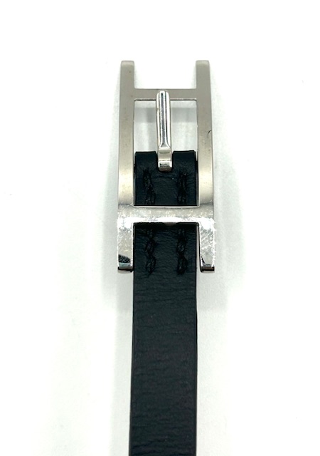 Brazalete Hermès de cuero negro
