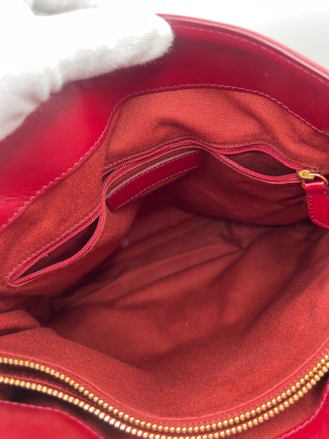 Burberry Tote Bag en lona con detalles en cuero rojo