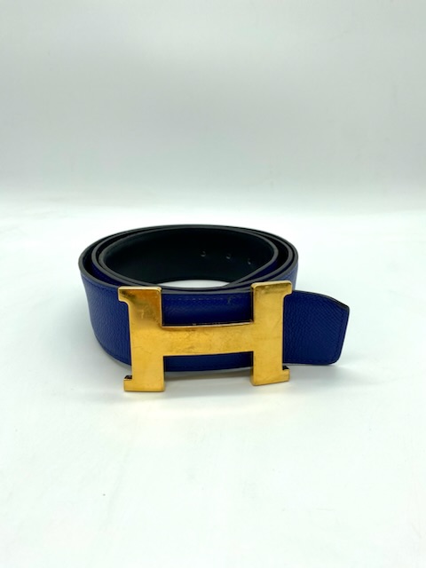 Cinturón azul reversible Hermès