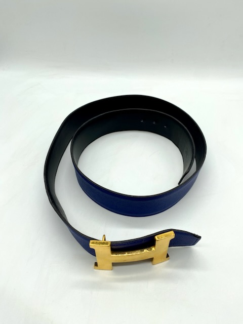 Cinturón azul reversible Hermès