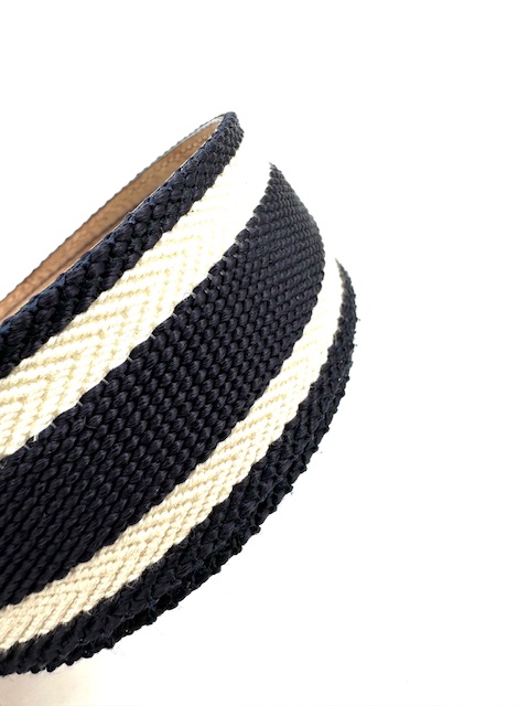 CINTURON GUCCI INTERLOCKING EN LONA AZUL Y BLANCO
