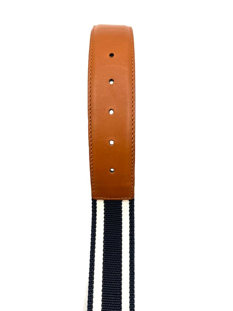 CINTURON GUCCI INTERLOCKING EN LONA AZUL Y BLANCO