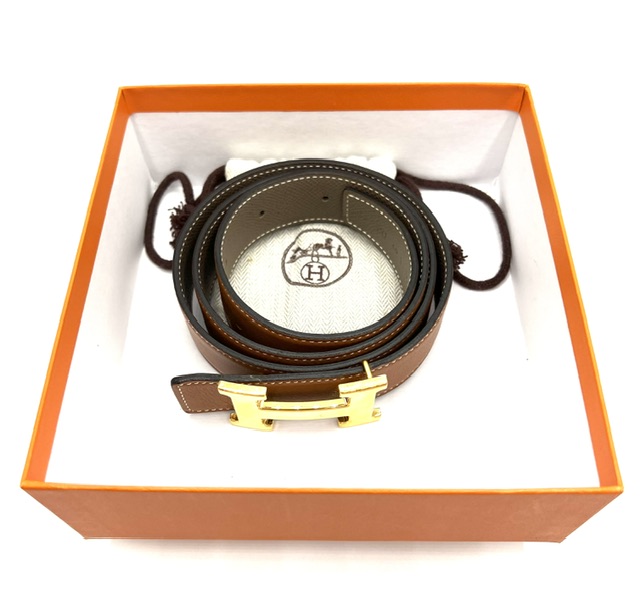 Cinturón Hermès Doble Faz Marrón y Beige