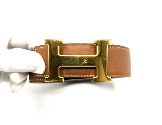 Cinturón Hermès Doble Faz Marrón y Beige