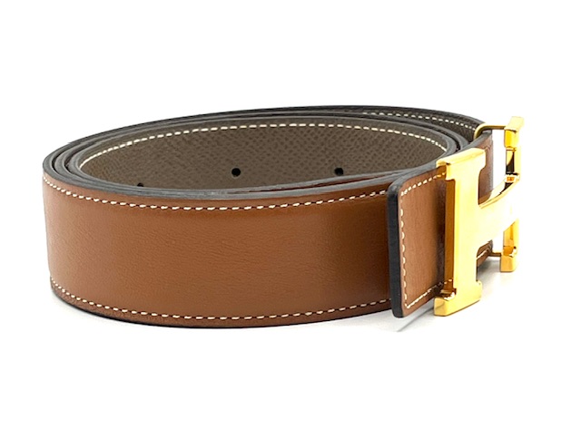 Cinturón Hermès Doble Faz Marrón y Beige