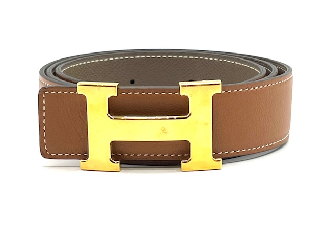 Cinturón Hermès Doble Faz Marrón y Beige