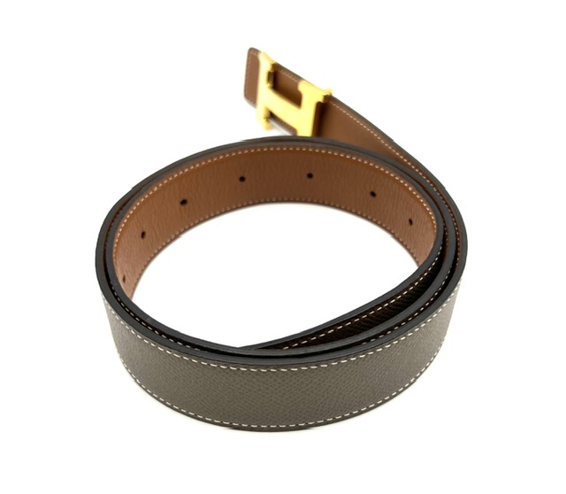 Cinturón Hermès Doble Faz Marrón y Beige
