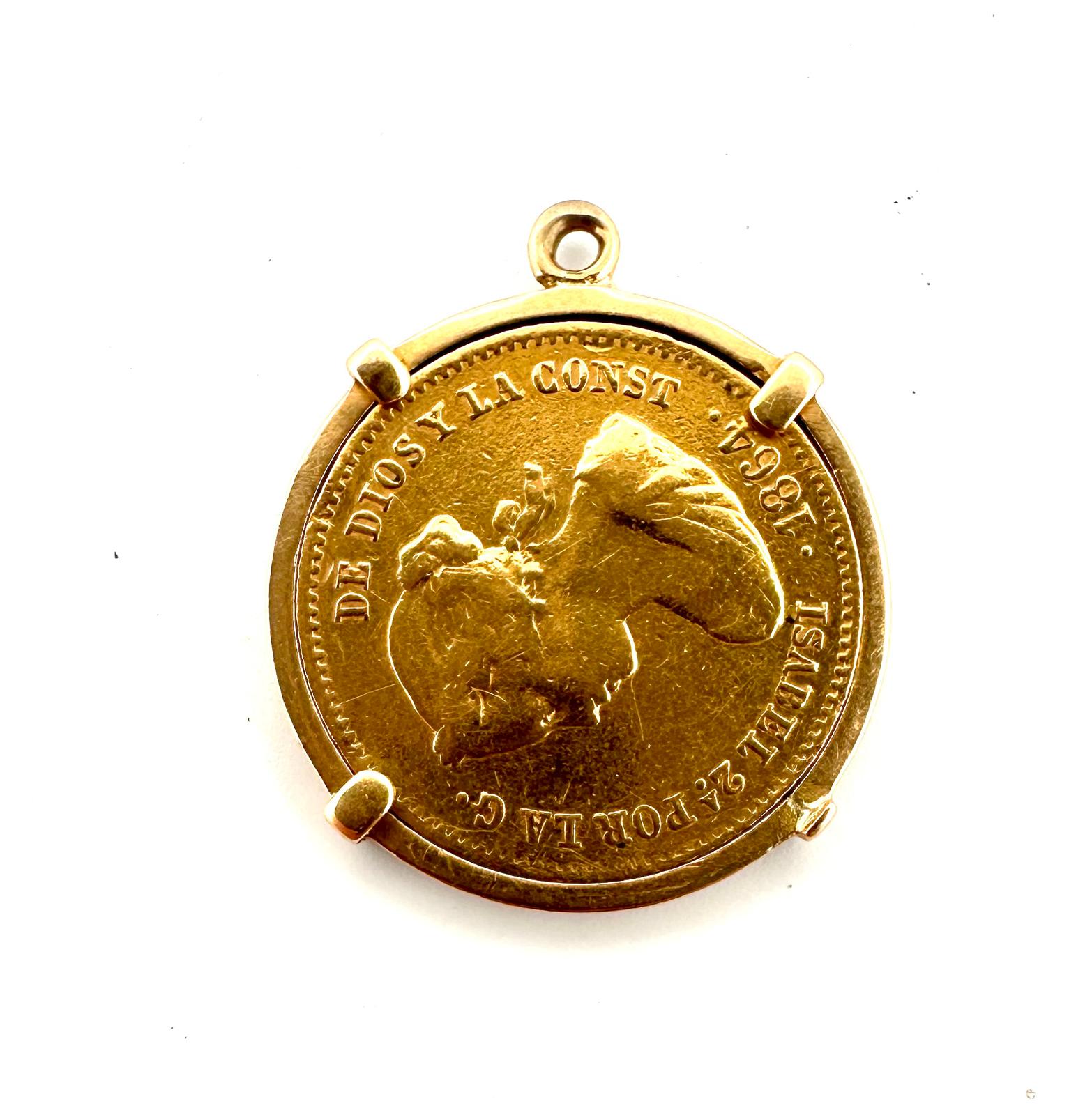 Colgante con moneda original de oro — Isabel II