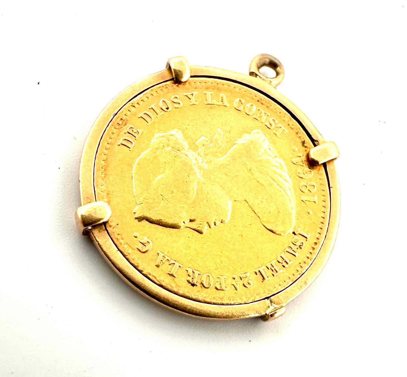 Colgante con moneda original de oro — Isabel II
