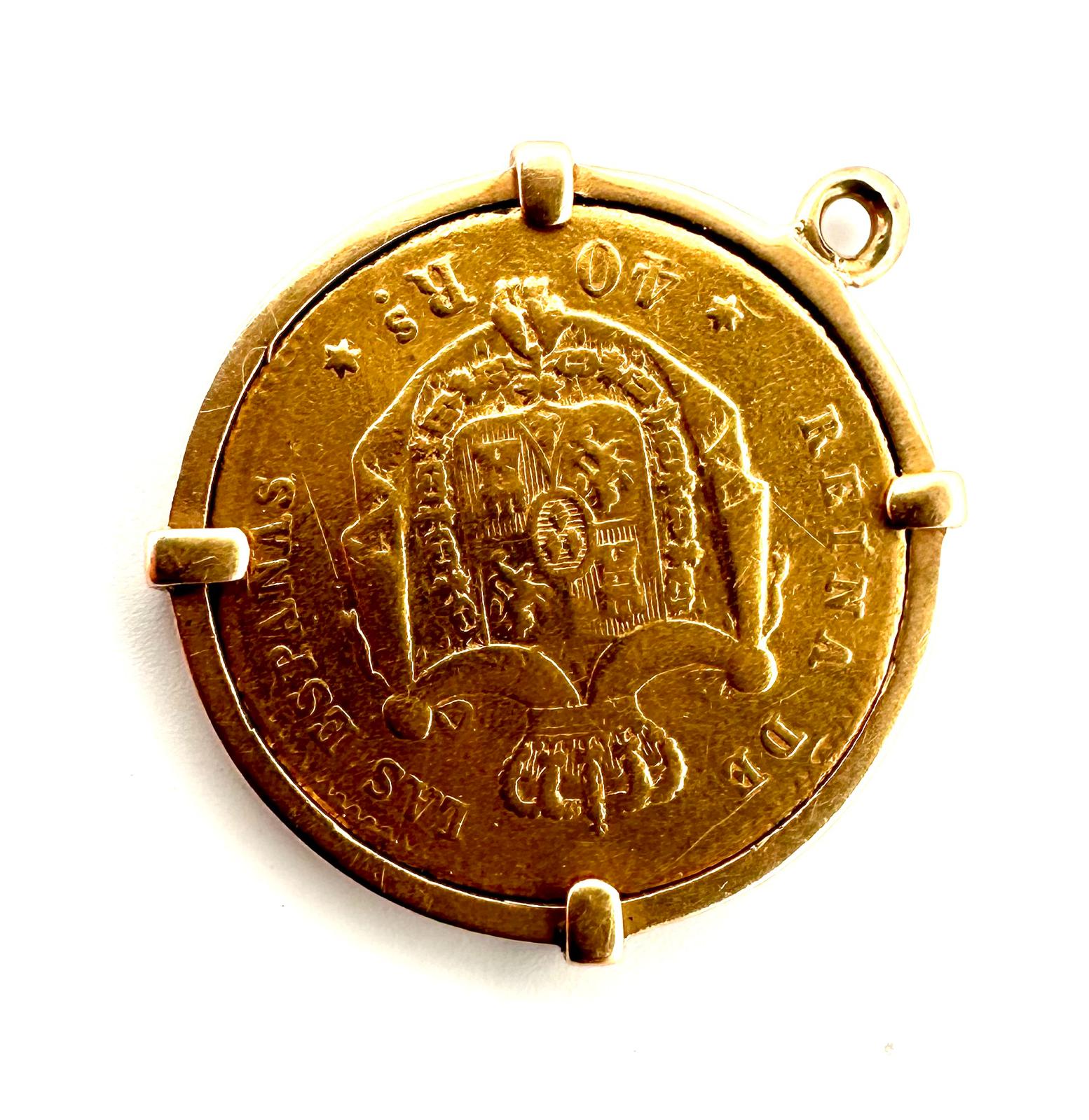 Colgante con moneda original de oro — Isabel II
