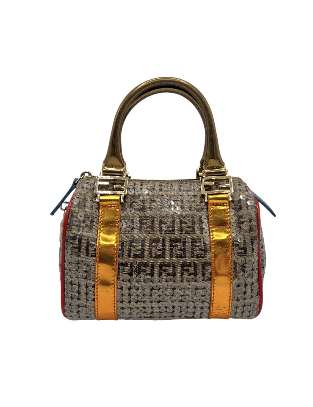 Fendi Mini Zucchino Sequin-Embellished Bauletto Boston