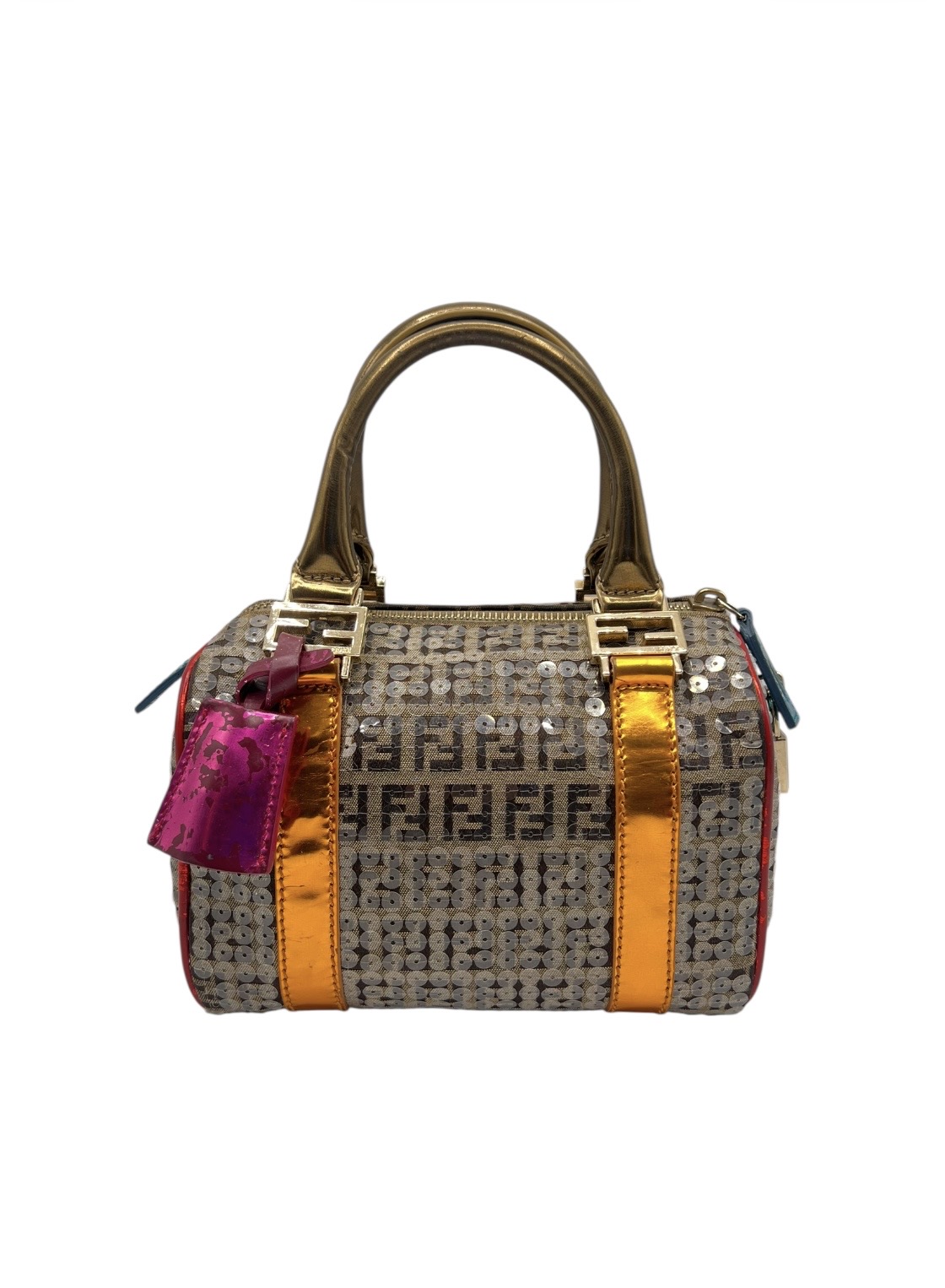 Fendi Mini Zucchino Sequin-Embellished Bauletto Boston