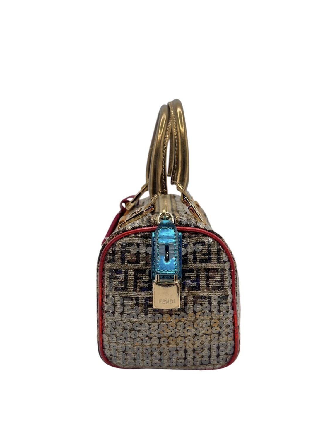 Fendi Mini Zucchino Sequin-Embellished Bauletto Boston