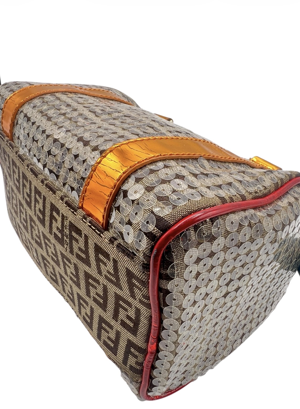 Fendi Mini Zucchino Sequin-Embellished Bauletto Boston