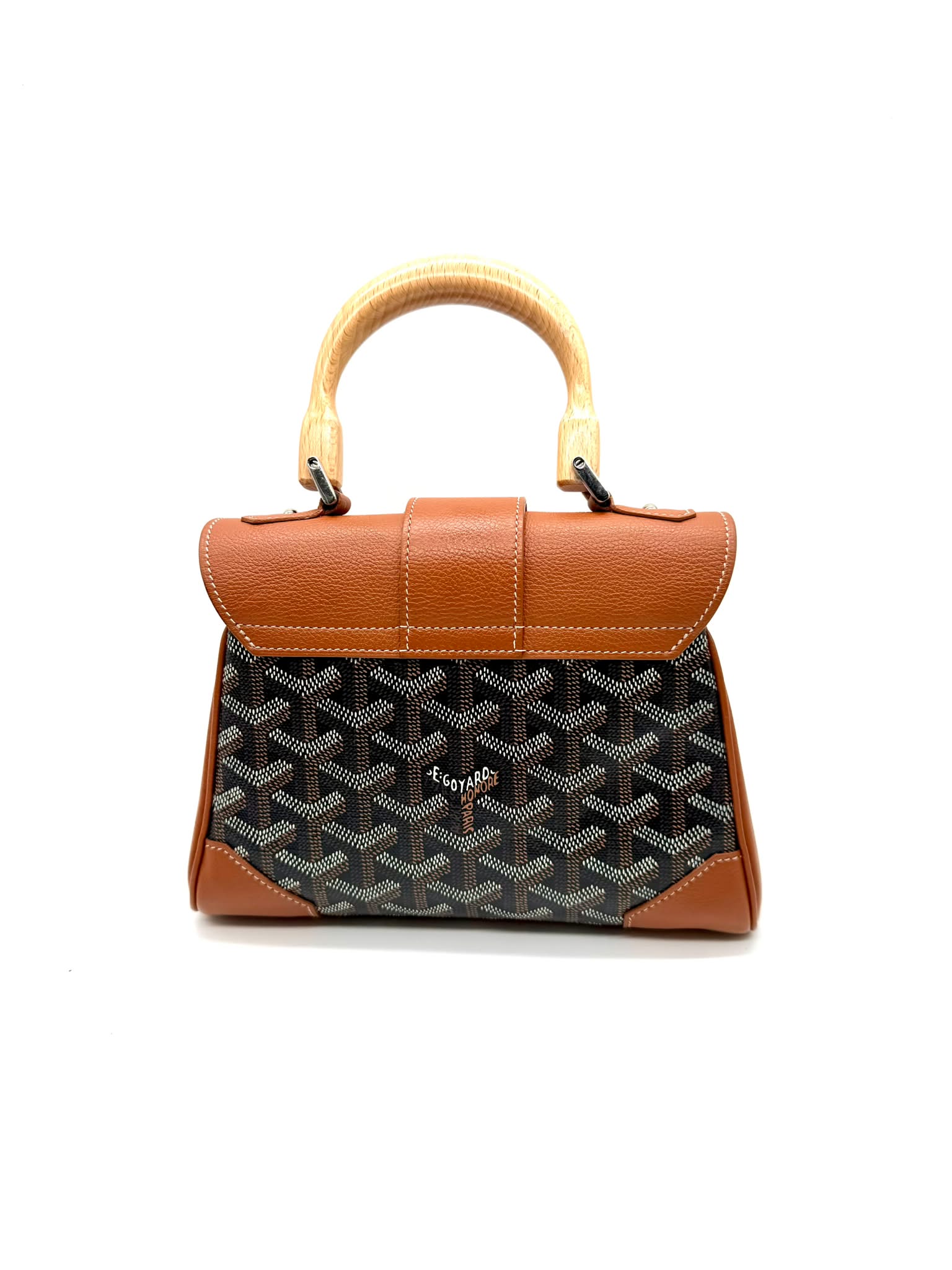 Goyard Saïgon cuero marron y canvas Goyardine negro