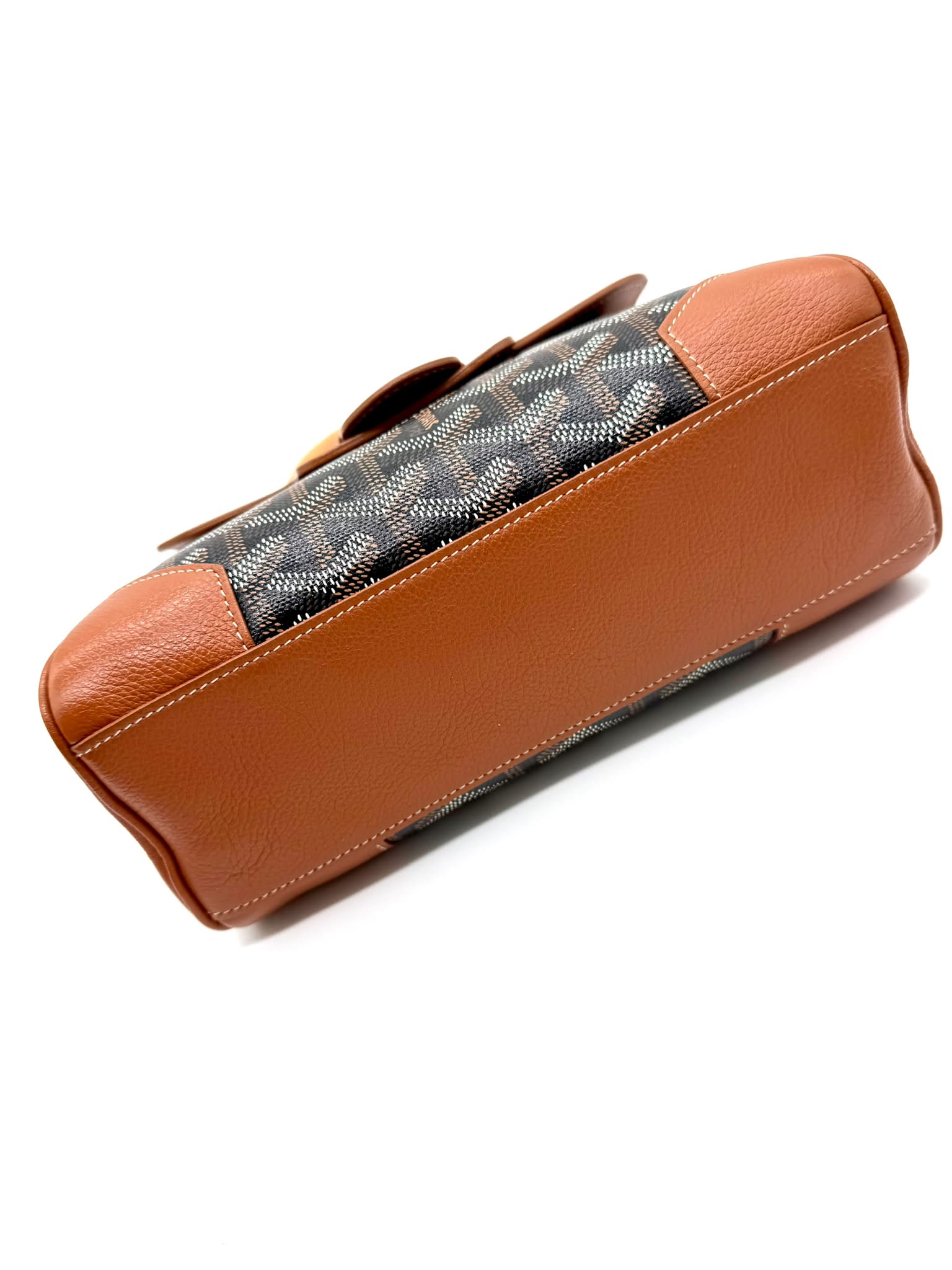 Goyard Saïgon cuero marron y canvas Goyardine negro