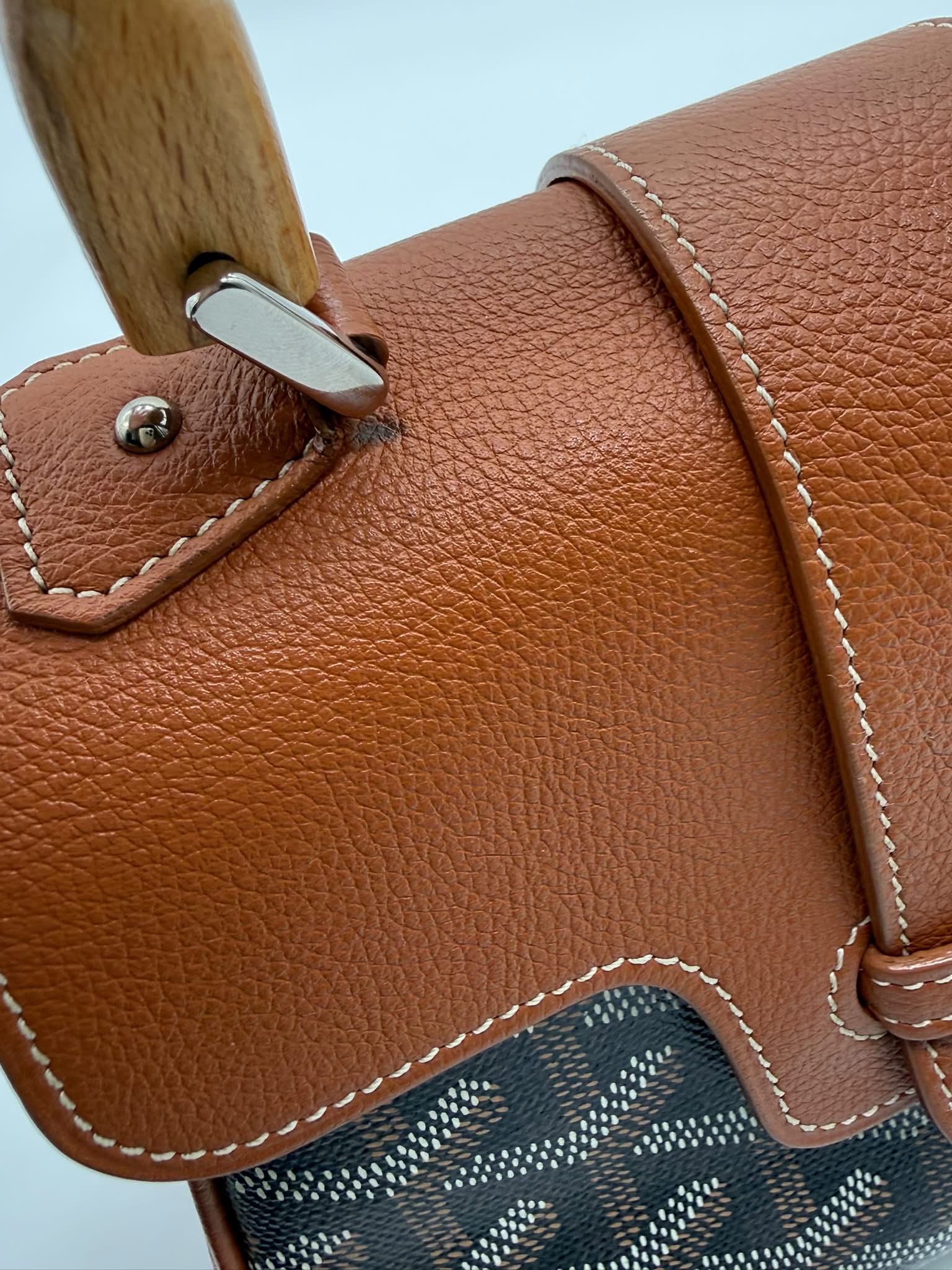 Goyard Saïgon cuero marron y canvas Goyardine negro