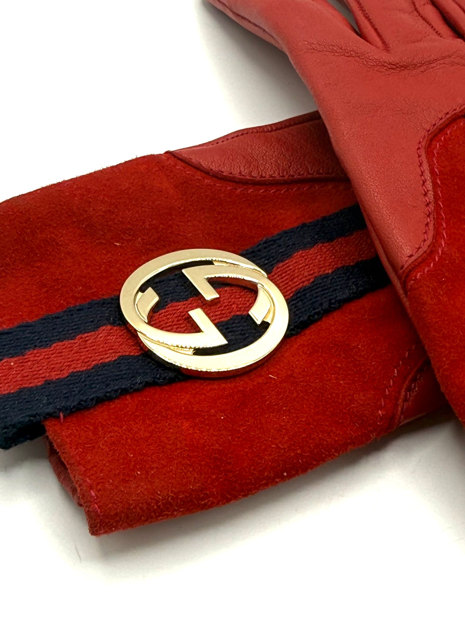 Guantes Gucci de cuero y ante con logo