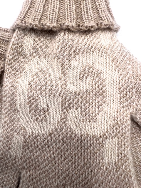 Guantes Gucci de punto beige con logo GG