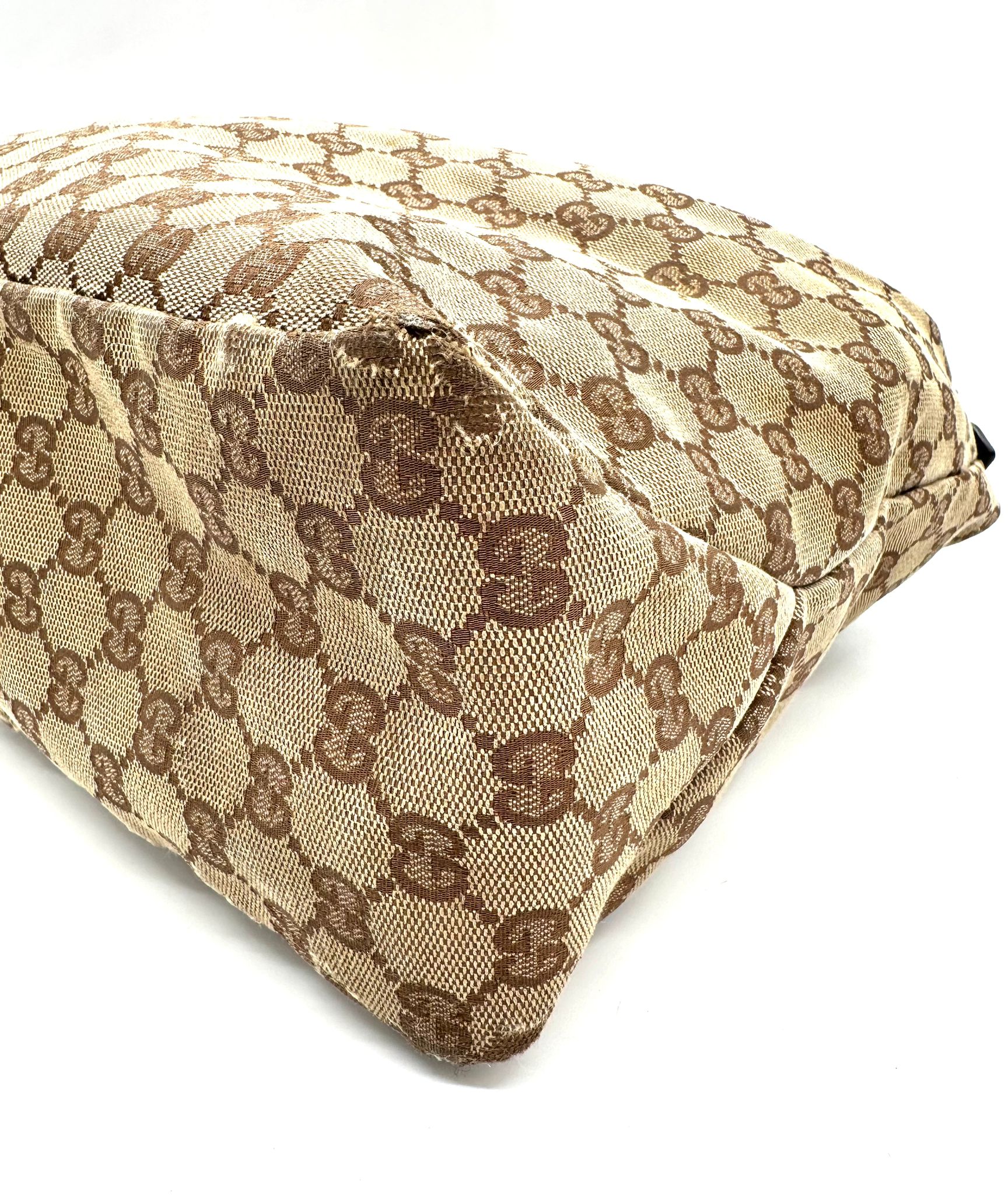 gucci hobo de lona marron y cuero