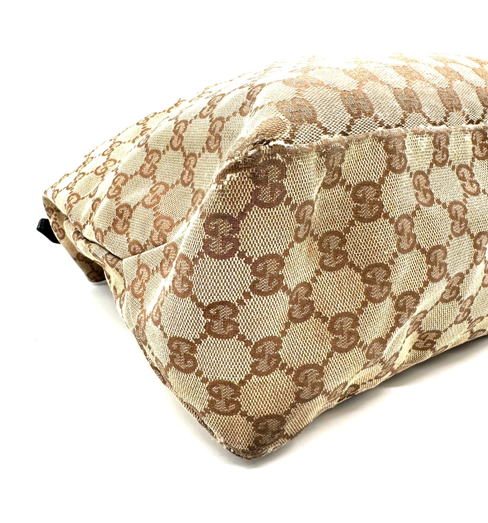 gucci hobo de lona marron y cuero