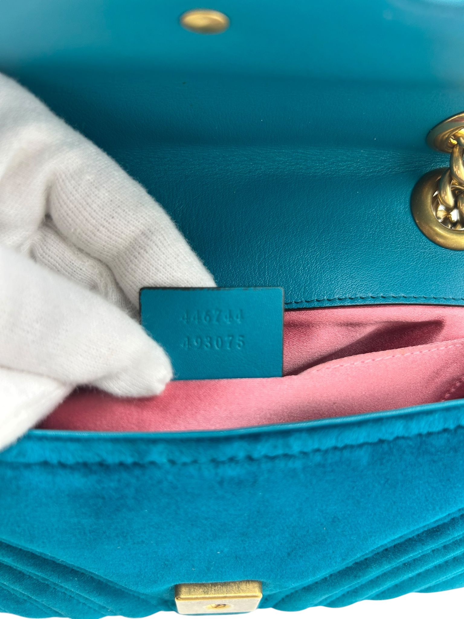 Gucci Marmont en terciopelo turquesa