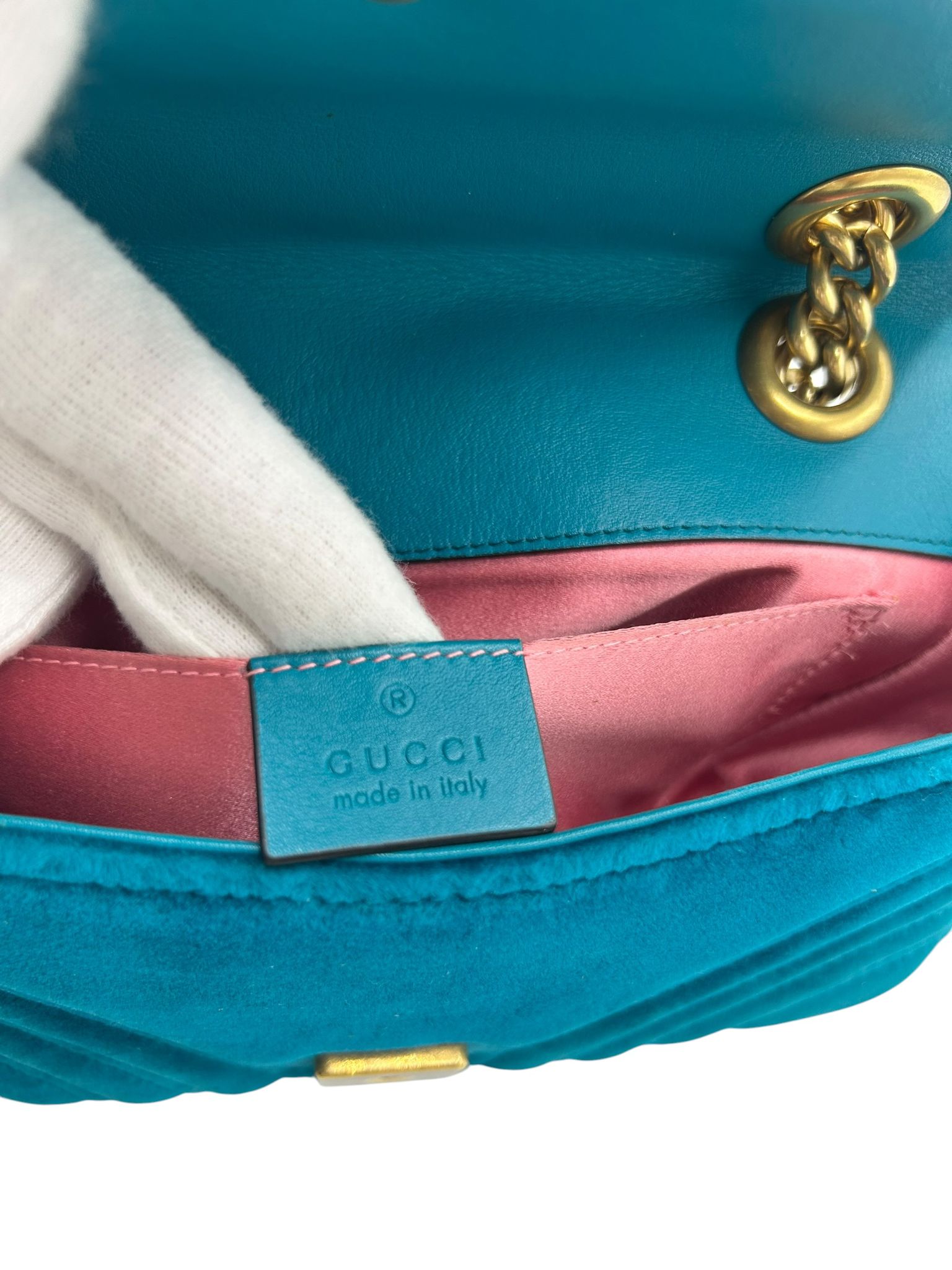 Gucci Marmont en terciopelo turquesa