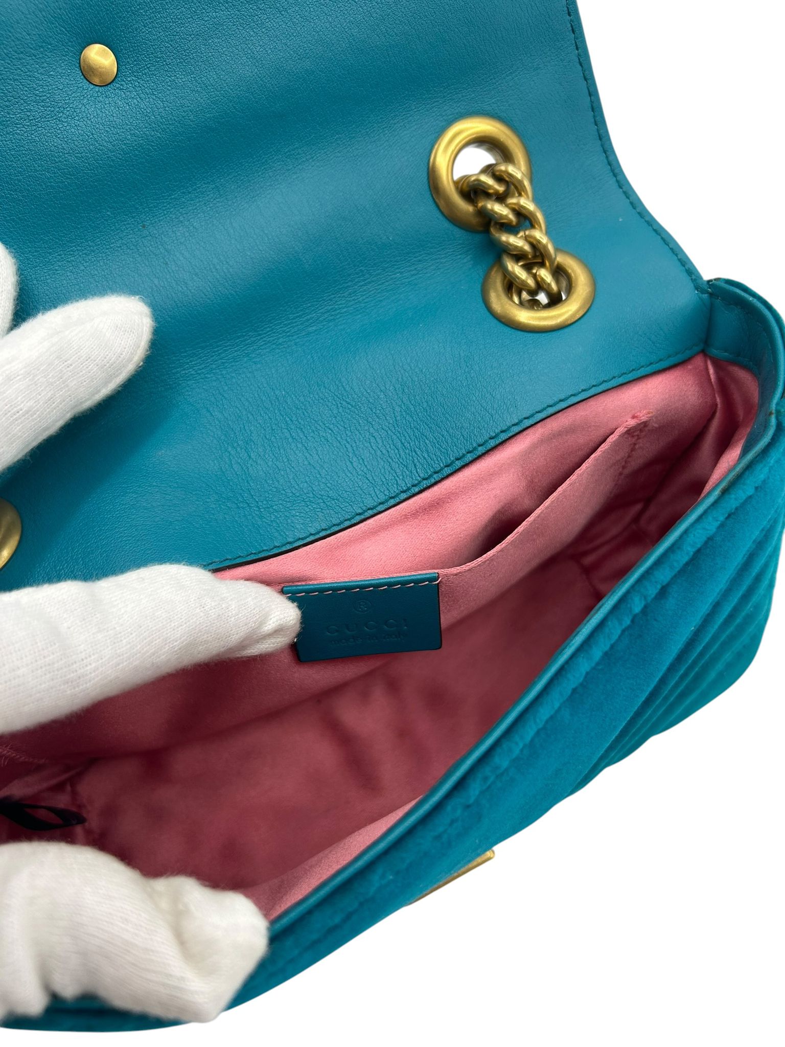 Gucci Marmont en terciopelo turquesa
