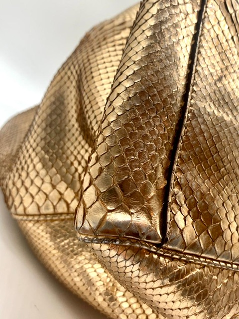 Gucci metallic Python Positano Tote gold