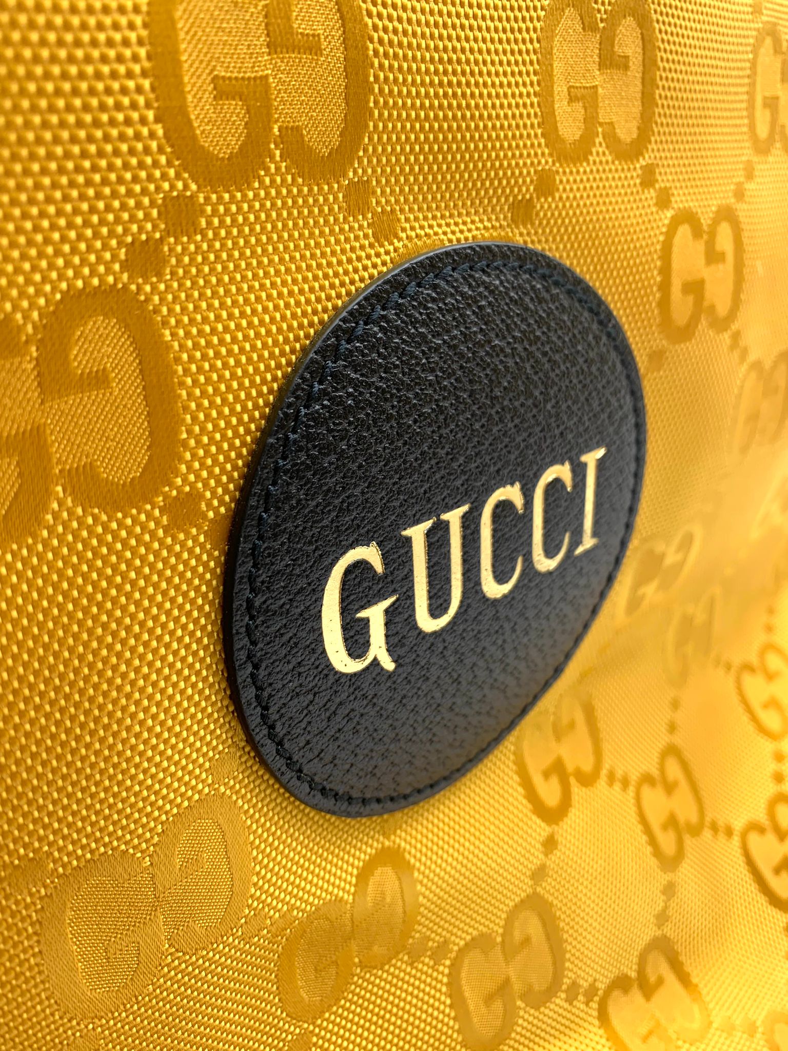 Gucci tote bag en lona amarilla y cuero