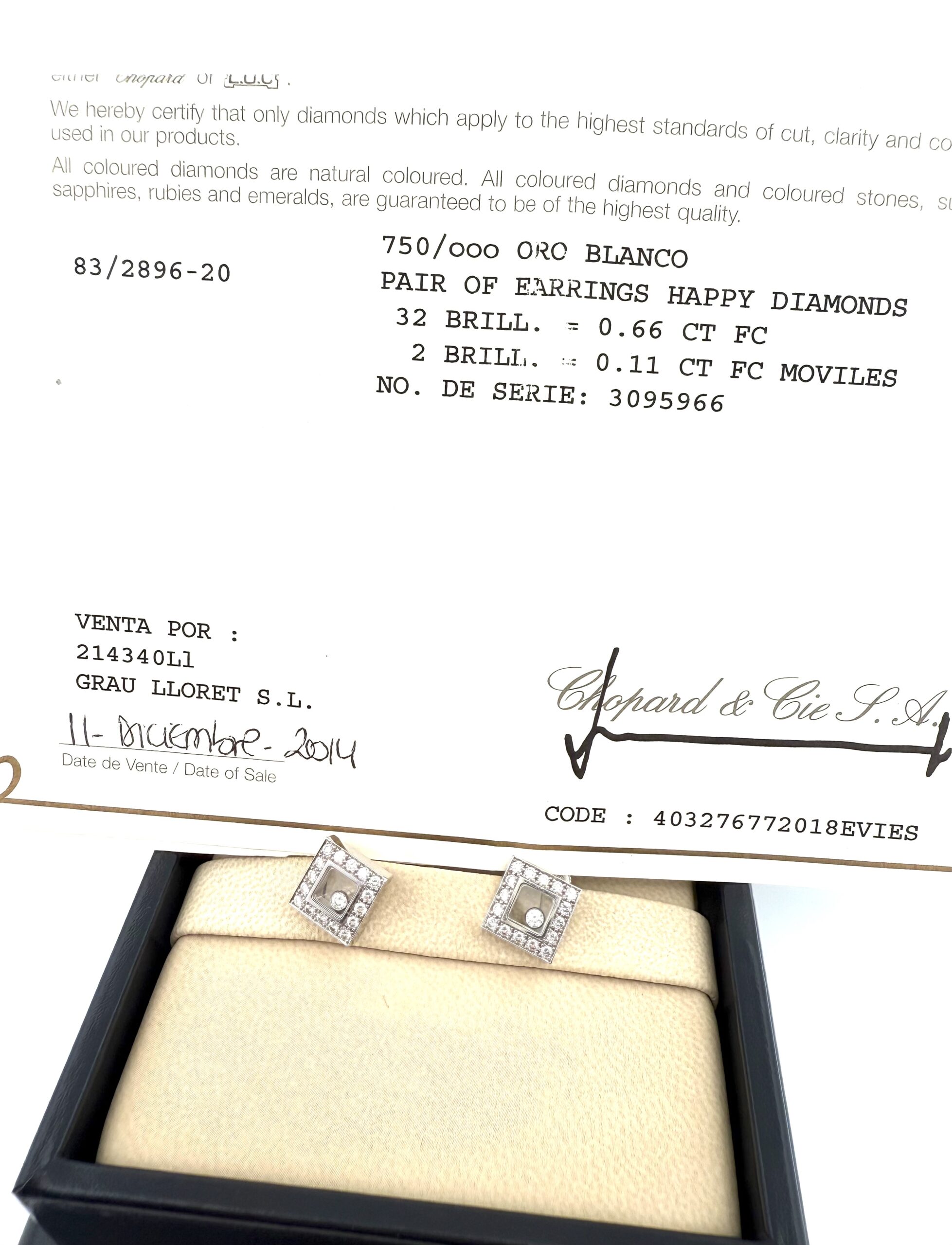Pendientes Chopard Happy Diamonds