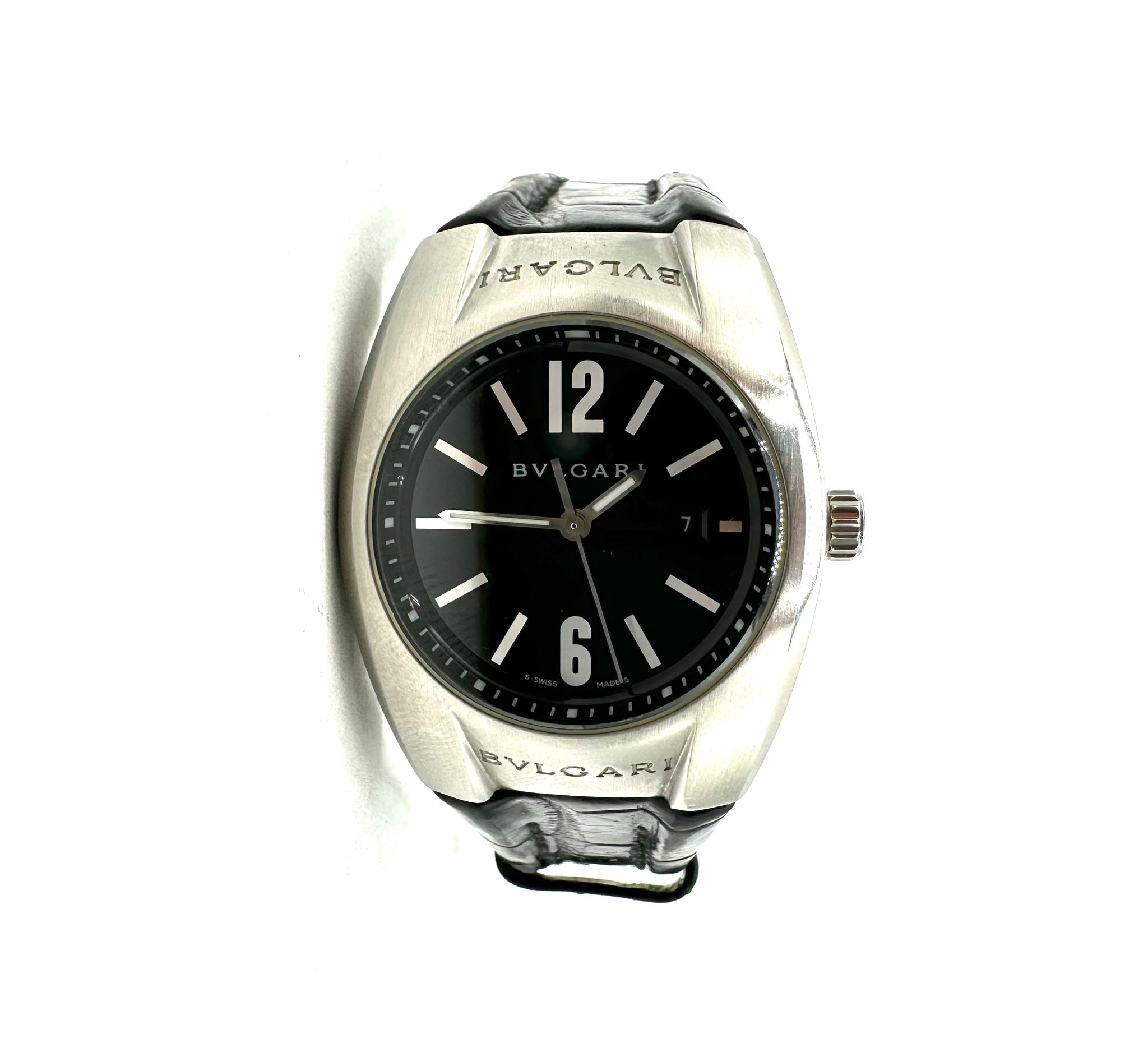 Reloj Bvlgari Ergon de acero inoxidable con esfera negra y correa para mujer