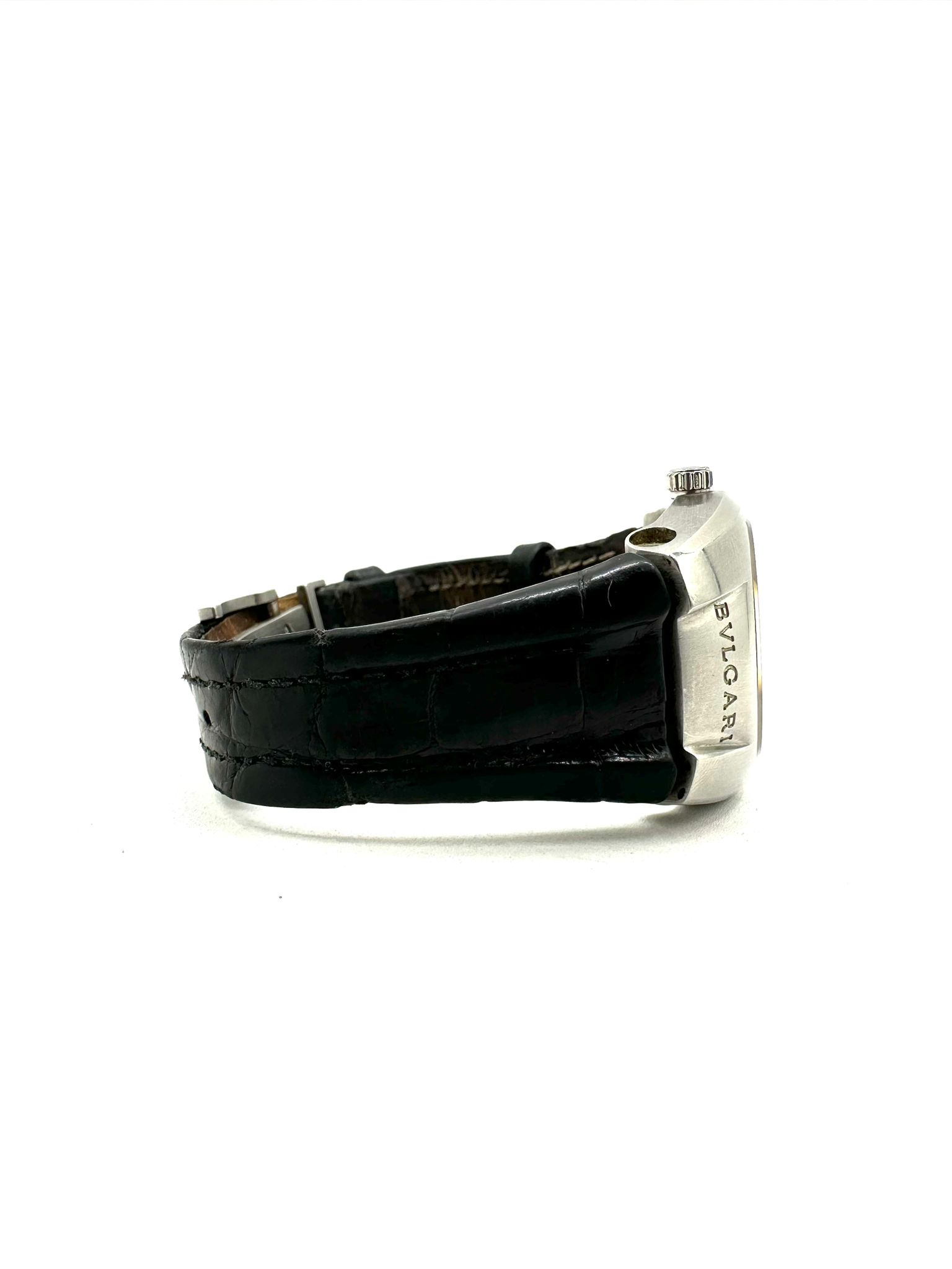 Reloj Bvlgari Ergon de acero inoxidable con esfera negra y correa para mujer